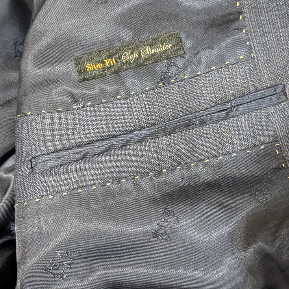 Jos A Bank Patterned Suit Jacket Blue Men's 43R Wool